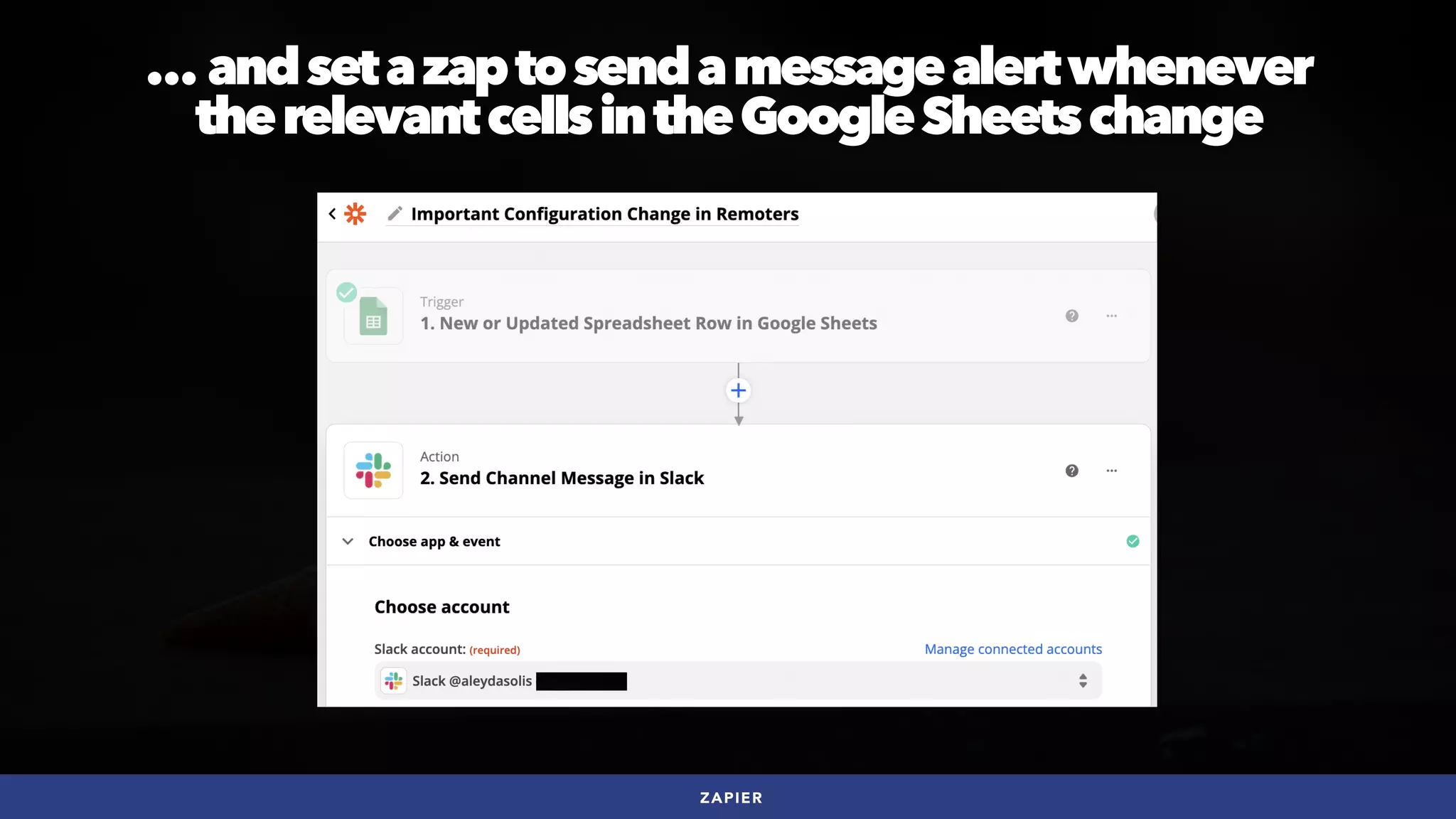 #SEOQUALITY BY @ALEYDA FROM #ORAINTI AT #BRIGHTONSEO
ZAPIER
… andsetazaptosendamessagealertwhenever
 
therelevantcellsintheGoogleSheetschange
 
