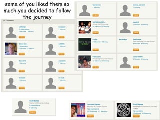 some of you liked them so
much you decided to follow
the journey

 