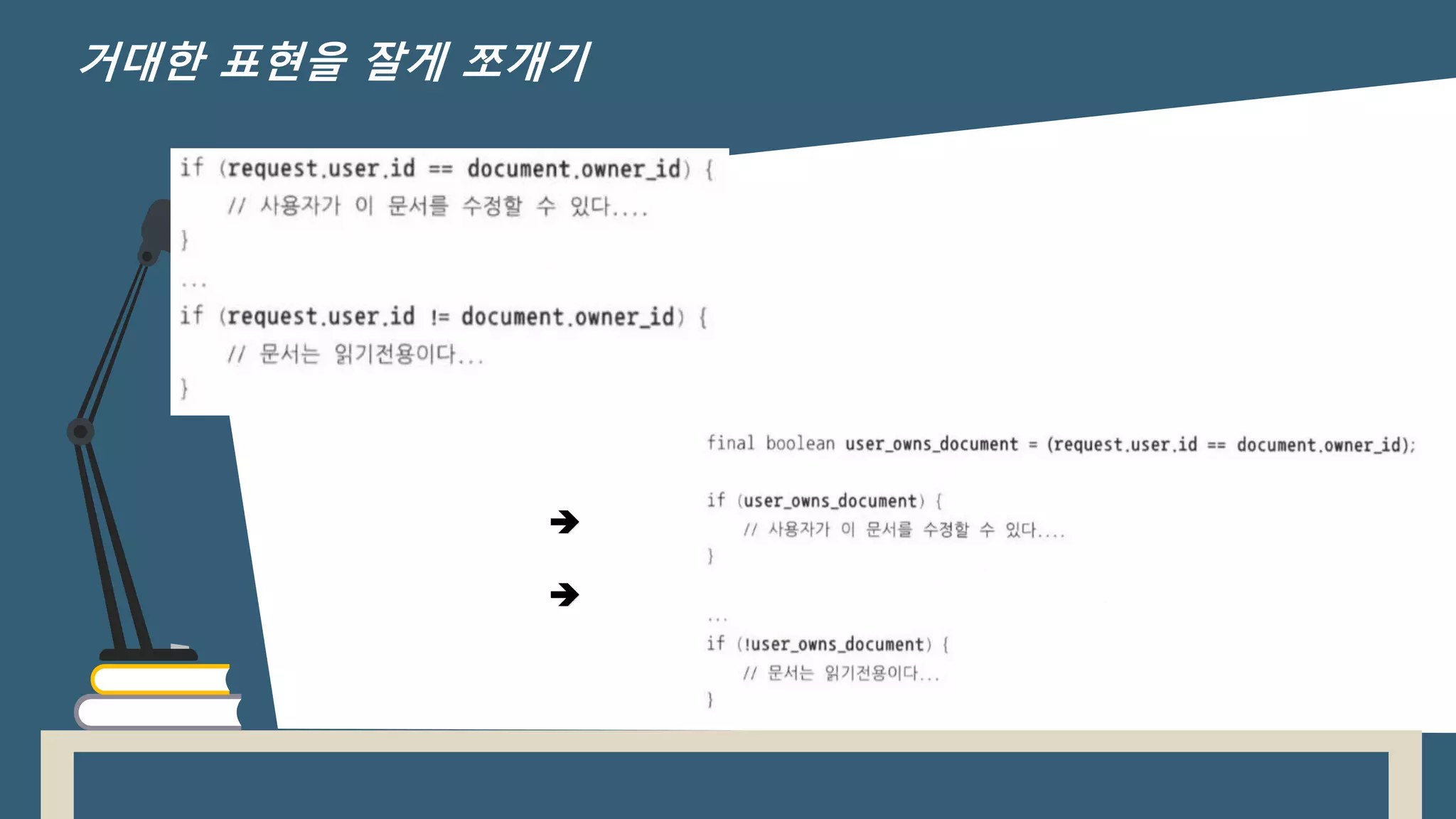 

거대한 표현을 잘게 쪼개기
 