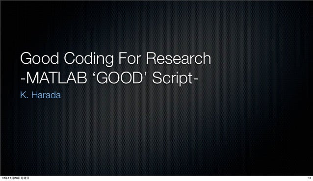 Good Coding For Research