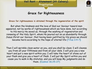 Veil Rent – How Is This Grace Exercised? 
Atonement (Permanent) 
God’s 
Riches 
At 
Christ’s 
Expense 
Gift from God 
Rece...