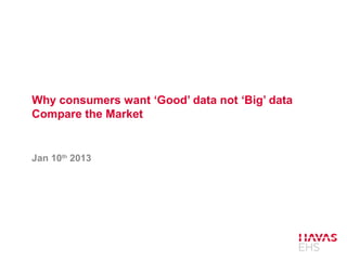 Why consumers want ‘Good’ data not
            ‘Big’ data

Jan 10th 2013
By Jessica Ezeogu
 
