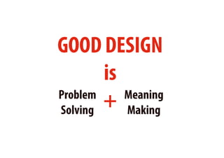GOOD DESIGN
is
+Problem
Solving
Meaning
Making
 