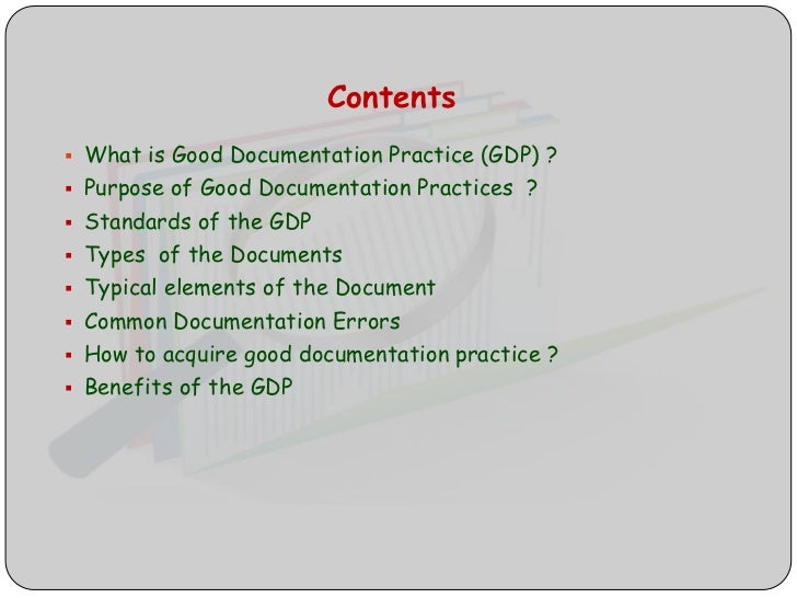 Good documentation practice