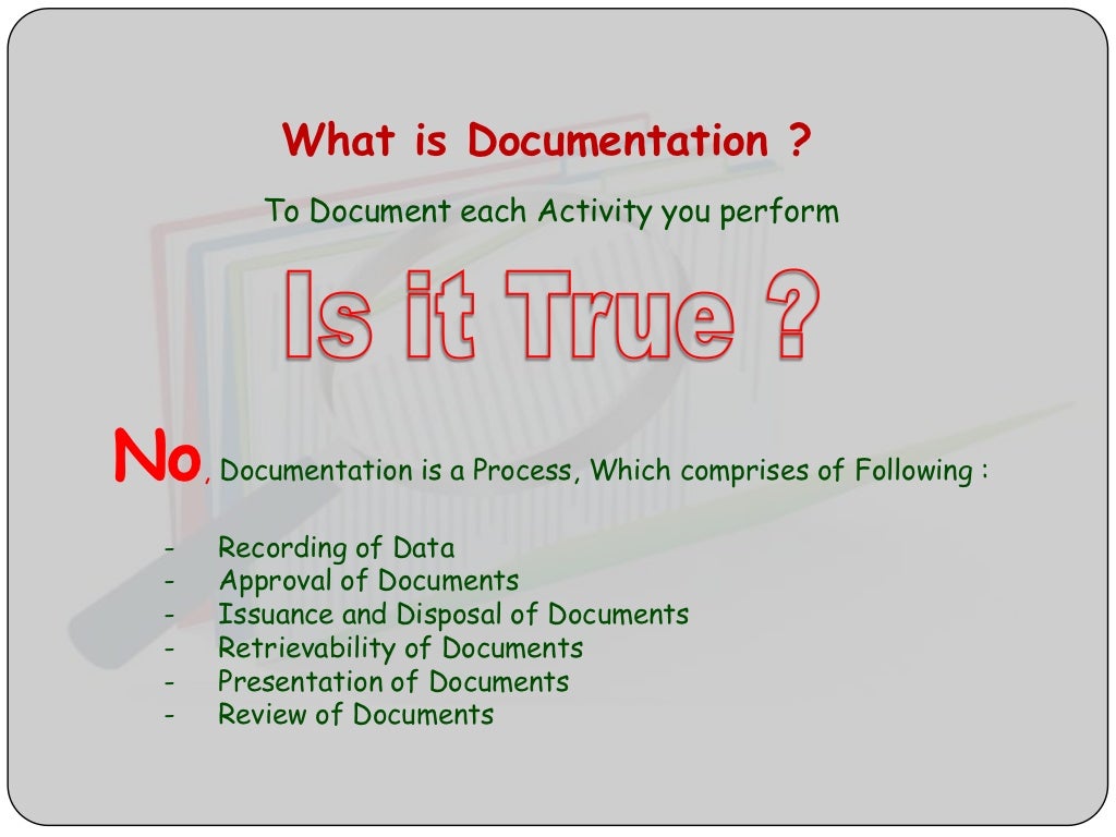 Good documentation practice