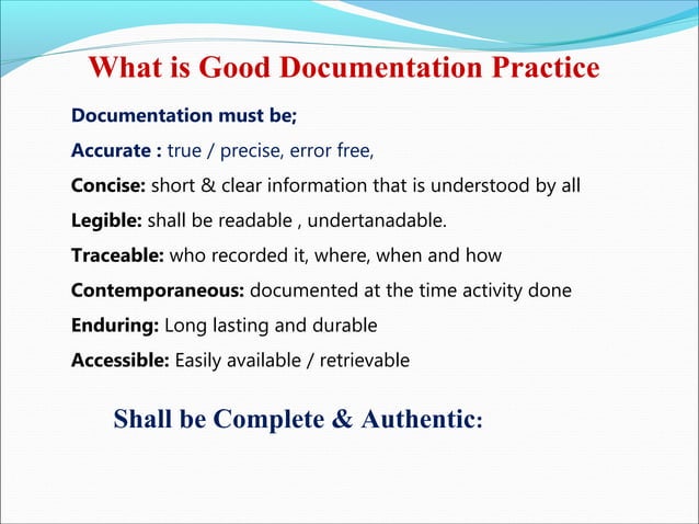Good Documentation Practice