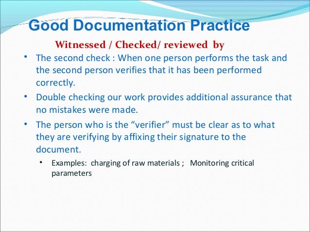 Good Documentation Practice