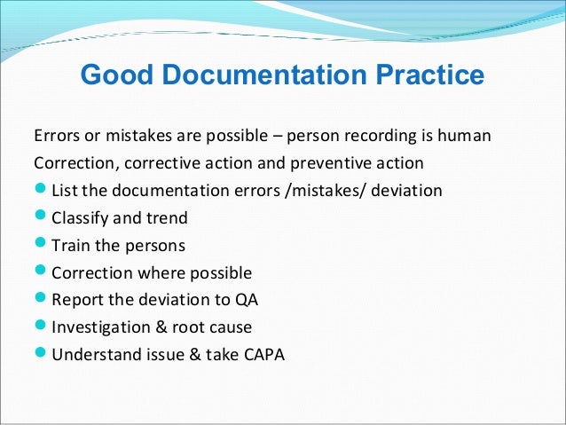 Good Documentation Practice