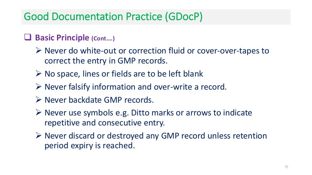 Good documentation practice