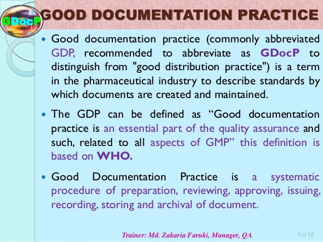 Good Documentation Practice (GDocP).pdf - 21 Cfr Good Documentation Practices Pdf