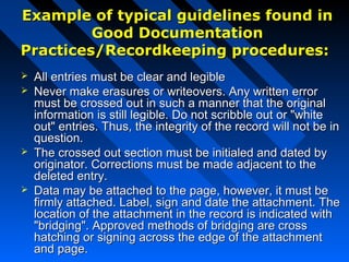 Good Documentation Correction Examples Good documentation practices | PPT