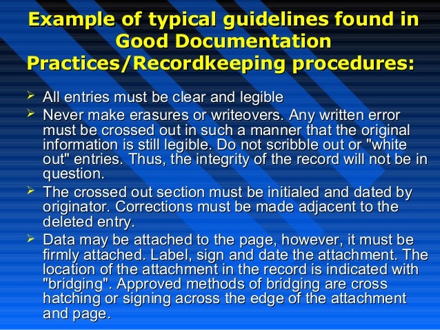 Good documentation practices