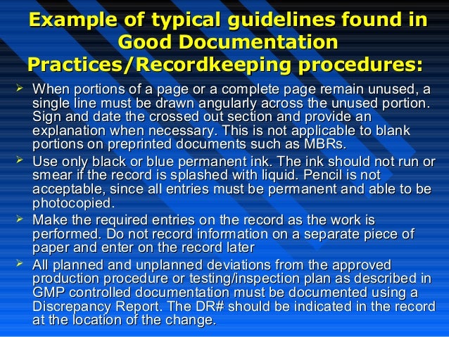 Good documentation practices