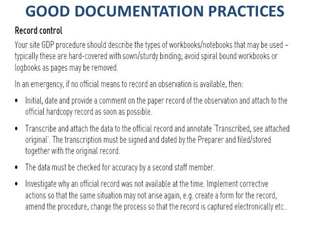 Good documentation practices