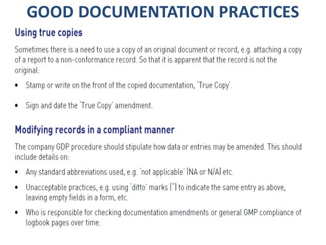 Good documentation practices