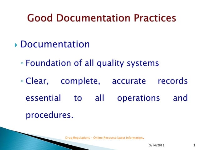 Good Documentation Practices