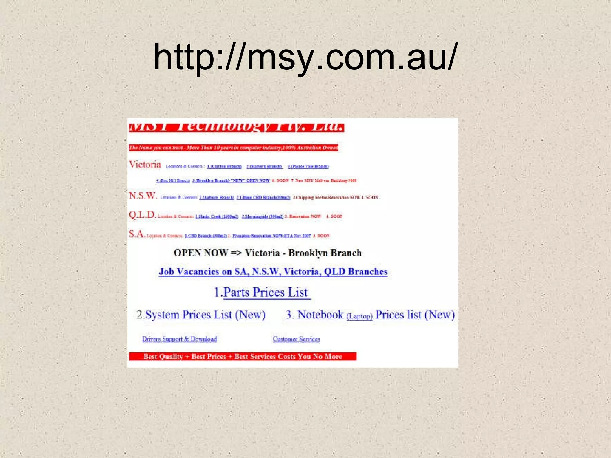 http :// msy . com . au /