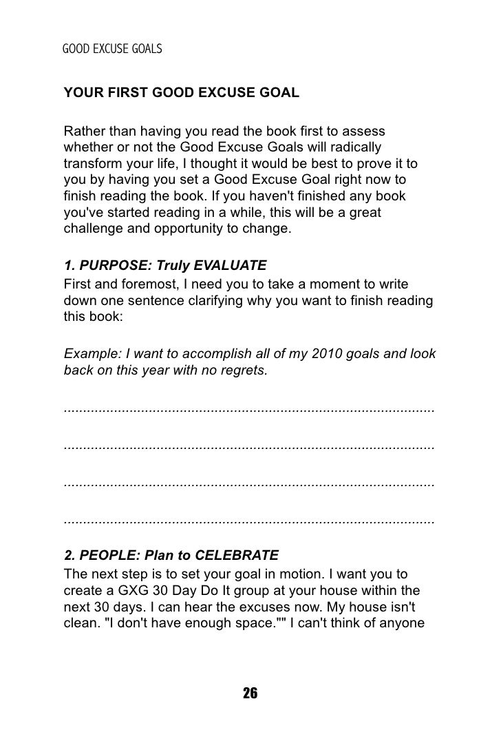 Good Excuse Goals Book Free Chapter Good Excuse Goals Book Free Chapter