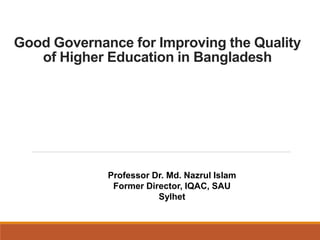 Good Governance for Improving the Quality of Higher Education in ...