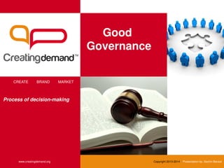 Good
Governance
CREATE BRAND MARKET
www.creatingdemand.org Copyright 2013-2014 Presentation by: Sachin Bansal
Process of decision-making
 