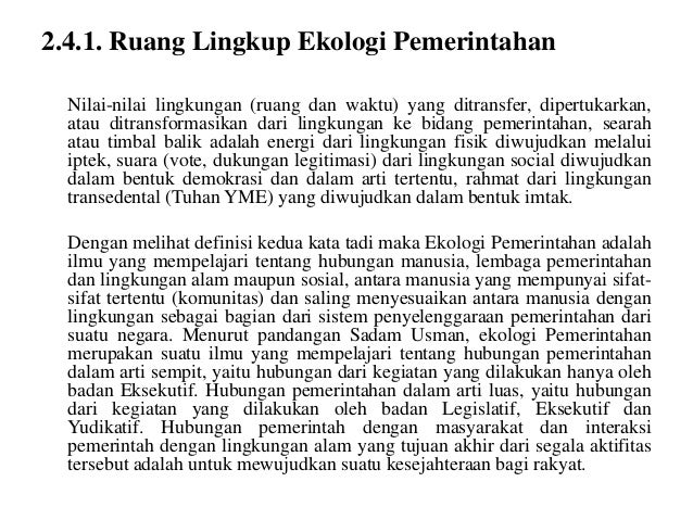 Good governance sebagai faktor ekologi pemerintahan Good governance sebagai faktor ekologi pemerintahan