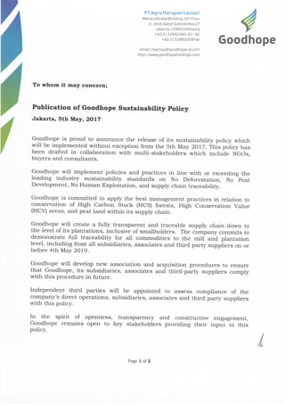 Goodhope Asia Holdings Sustainability Policy