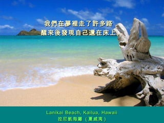 我們在夢裡走了許多路， 醒來後發現自己還在床上。 Lanikai Beach, Kailua, Hawaii 拉尼凱海灘  ( 夏威夷 ) 