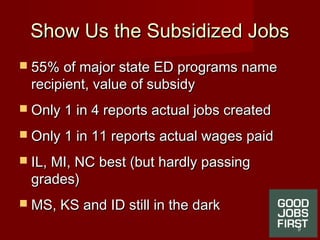 Show Us the Subsidized JobsShow Us the Subsidized Jobs
 55% of major state ED programs name55% of major state ED programs...