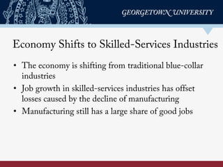 Economy Shifts to Skilled-Services Industries
• The economy is shifting from traditional blue-collar
industries
• Job grow...