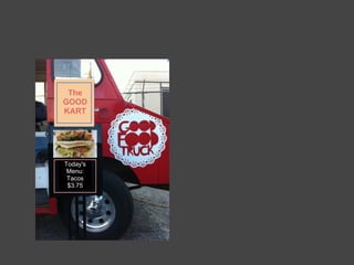 The
GOOD
KART




Today's
 Menu:
 Tacos
 $3.75
 