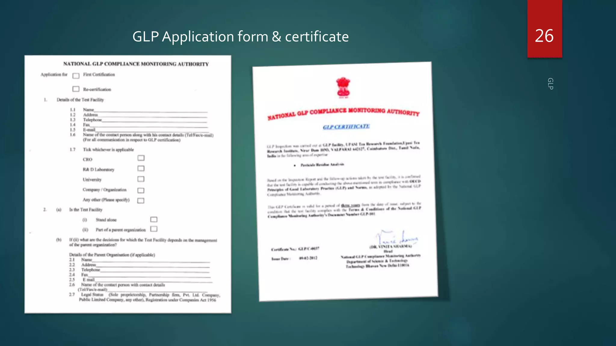 26GLP Application form & certificate
 