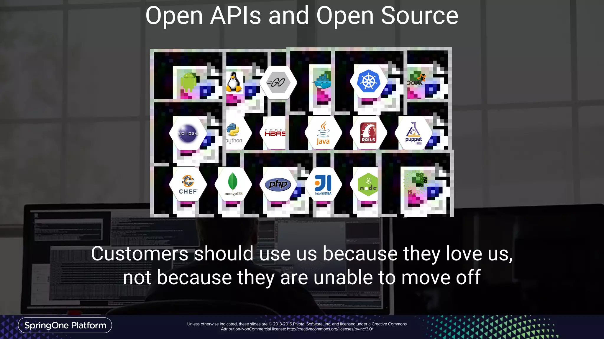 Google Cloud Platform 17
Open APIs and Open Source
Customers should use us because they love us,
not because they are unable to move off
 