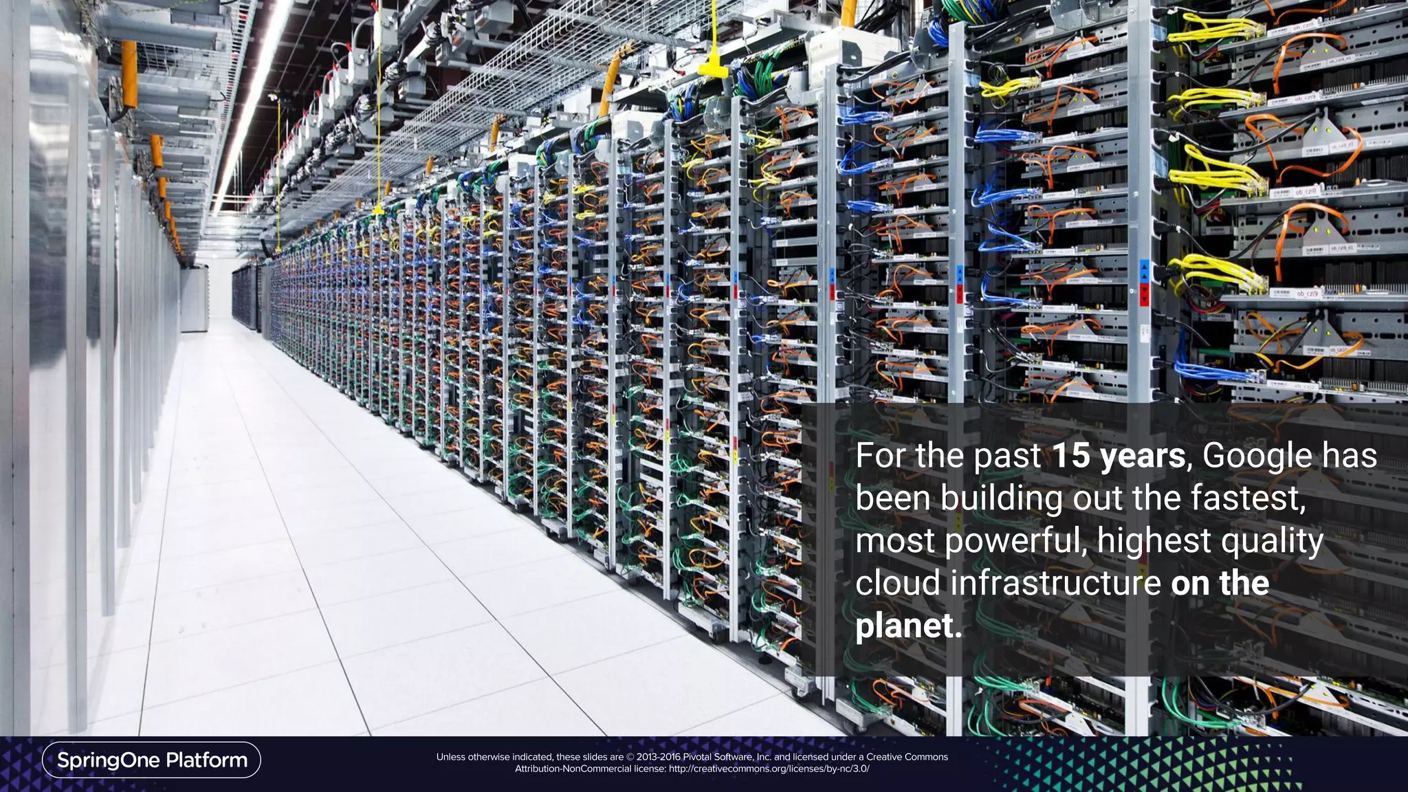 For the past 15 years, Google has
been building out the fastest,
most powerful, highest quality
cloud infrastructure on the
planet.
 