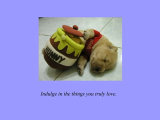 Indulge in the things you truly love. 