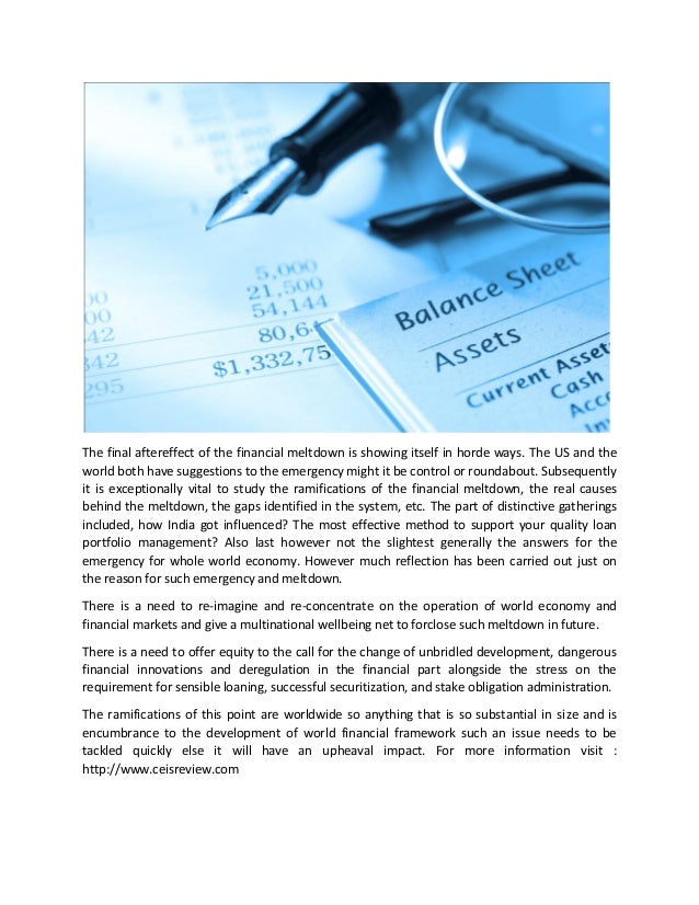 Good Loan Portfolio Modification and Mitigating Financial Meltdown