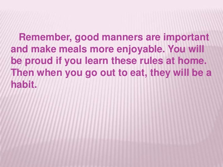 Good manners essay by jc hill
