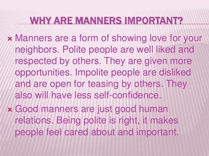 Essay on manners