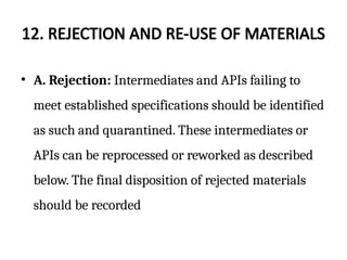 Rejection Material Good Manufacturing Practices.pptx in Quality assurance | PPTX