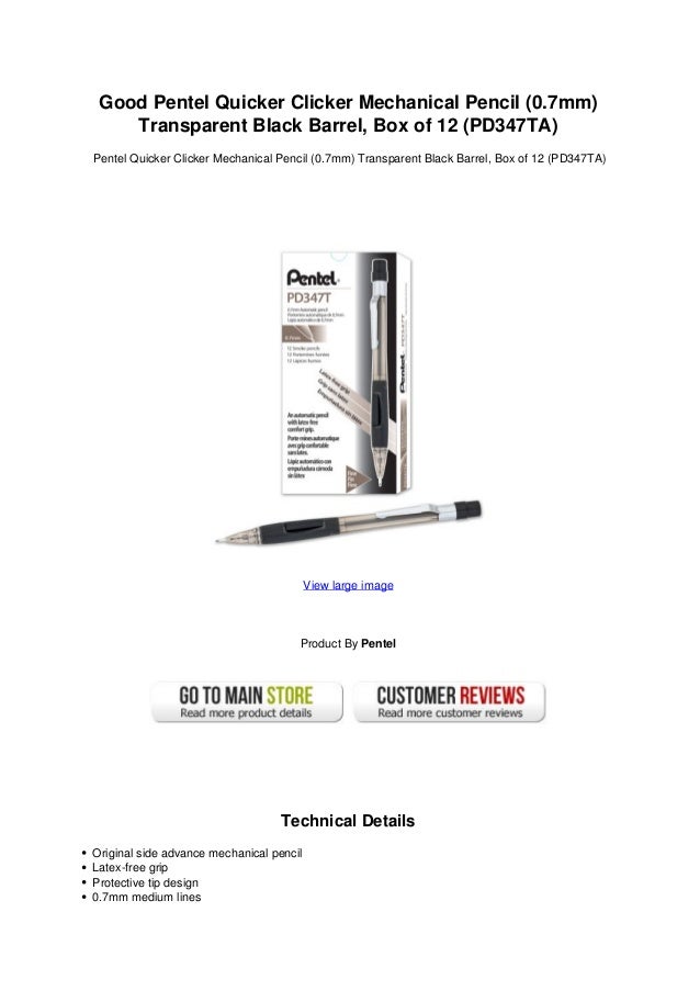 Good pentel quicker clicker mechanical pencil 0.7mm transparent black