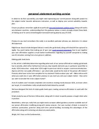 Personal Statement Writing Service Personal Statement Writing Service