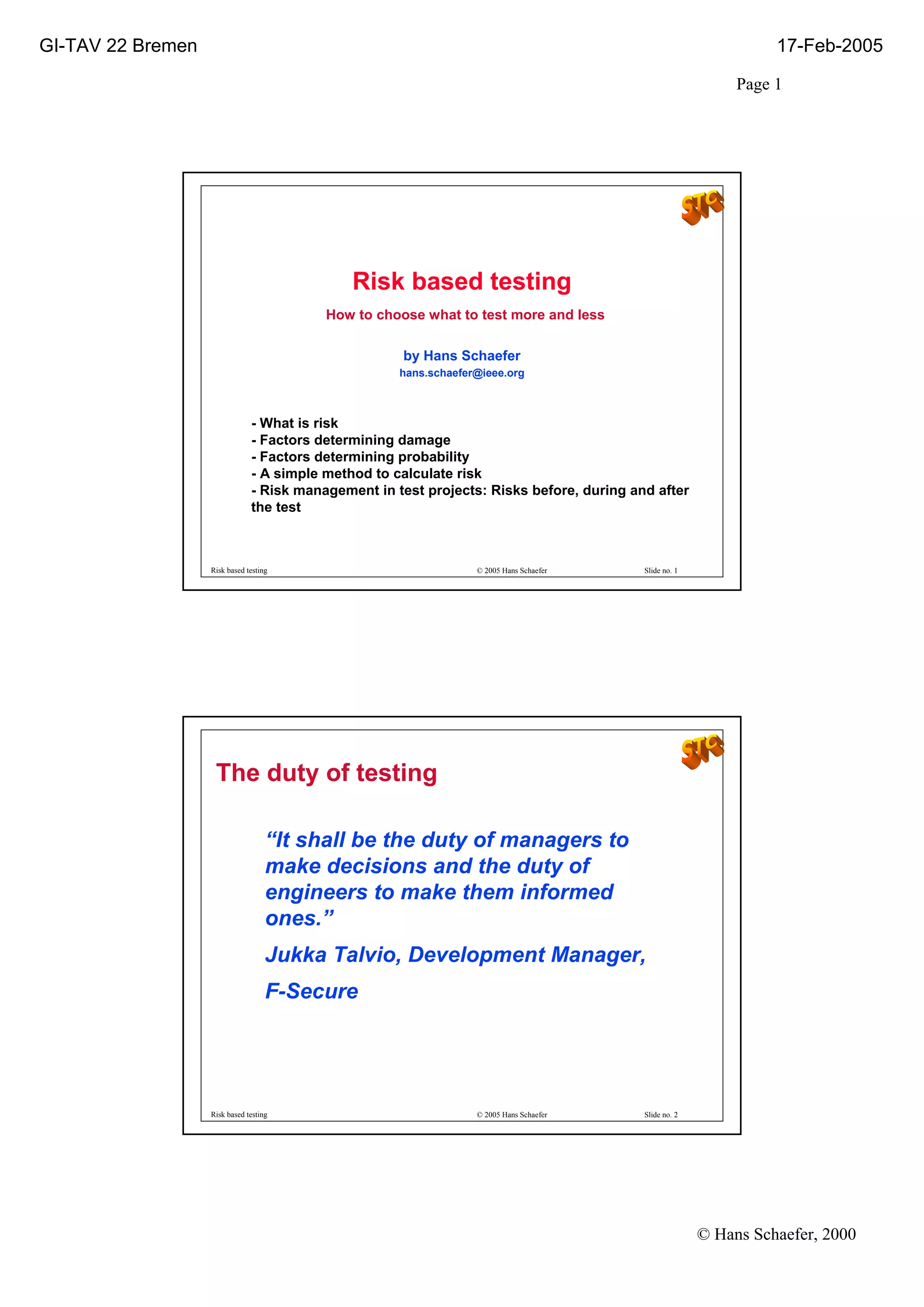 Good Ppt On Risk