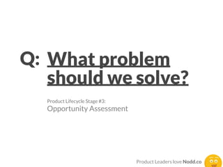 The Most Important Question:
What problem are we solving?*Q:
*Independently of how we might solve it.
 