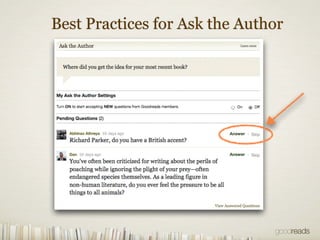 Best Practices for Ask the Author 
 