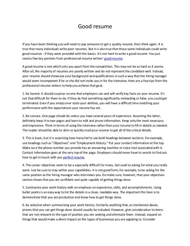 good resume how to make a really good resumes
