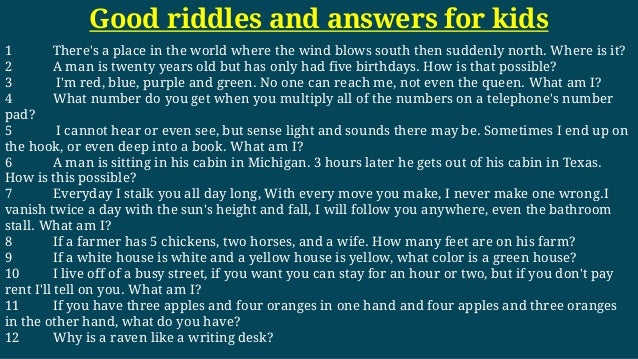 Good Riddles For Kids 1