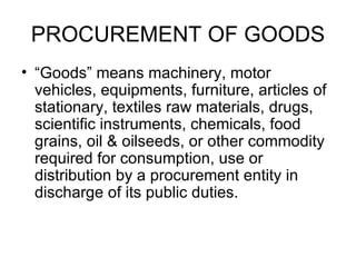 PROCUREMENT OF GOODS ,[object Object]