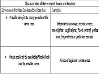 Goods and services provided by government