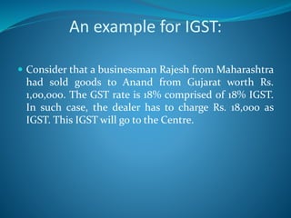 Goods and service tax concept of cgst, sgst and igst by dr. soheli ghose
