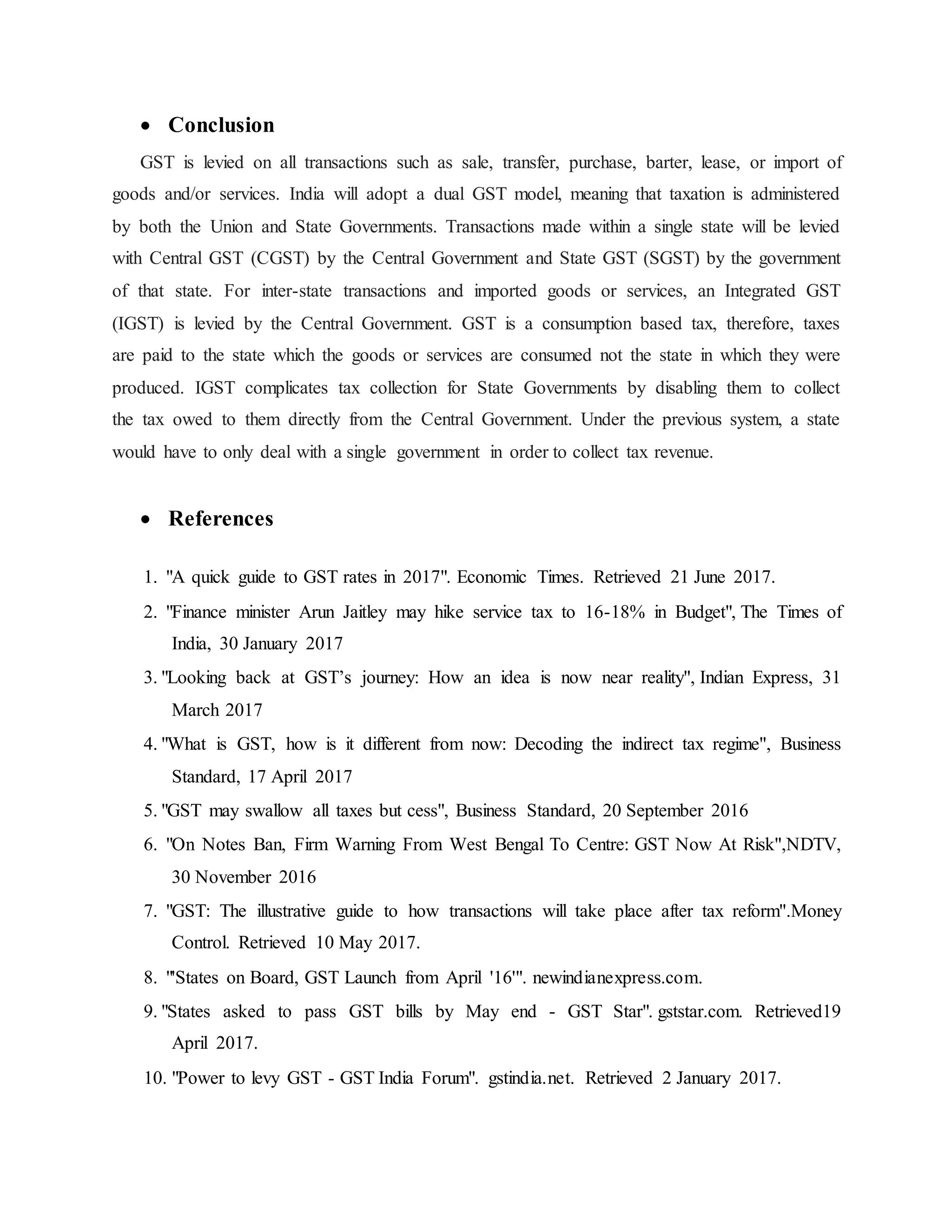 [GST] Goods and service taxes In India | DOCX