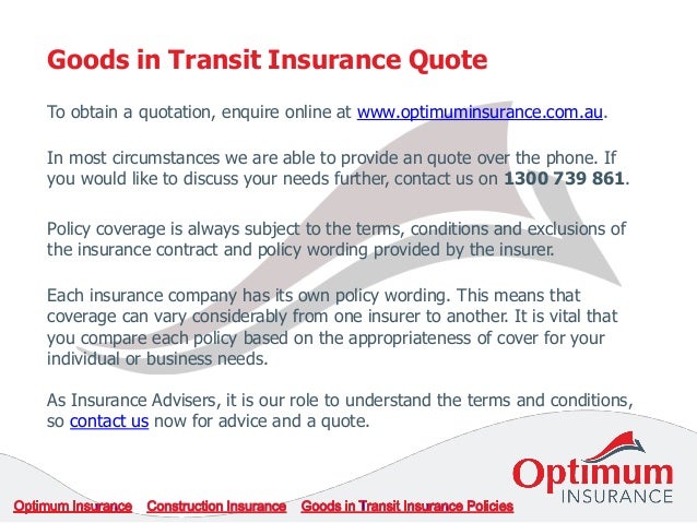 Goods in Transit Insurance Policies Goods in Transit Insurance Policies